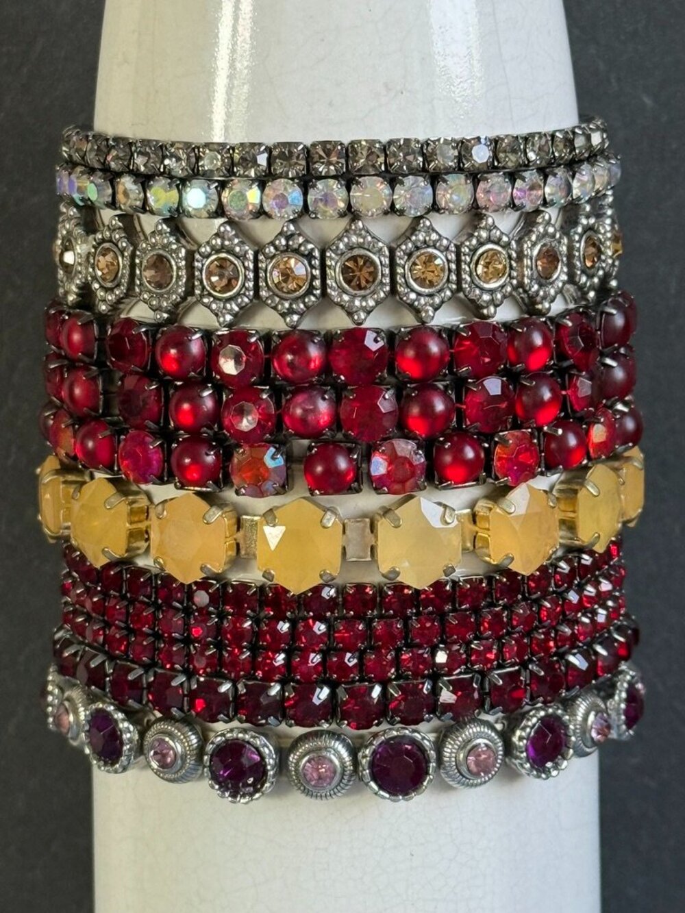 LOT of 12 Vintage Style Stacked Rhinestone Stretch Bracelets WEAR, SHARE, RESELL